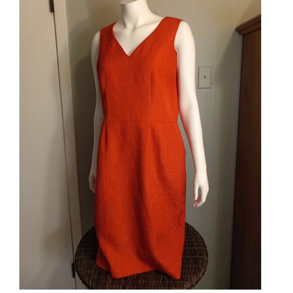 Banana Republic Red Textured Sleeveless Sheath Dress 14 Modest Church Dopamine - Picture 3 of 11
